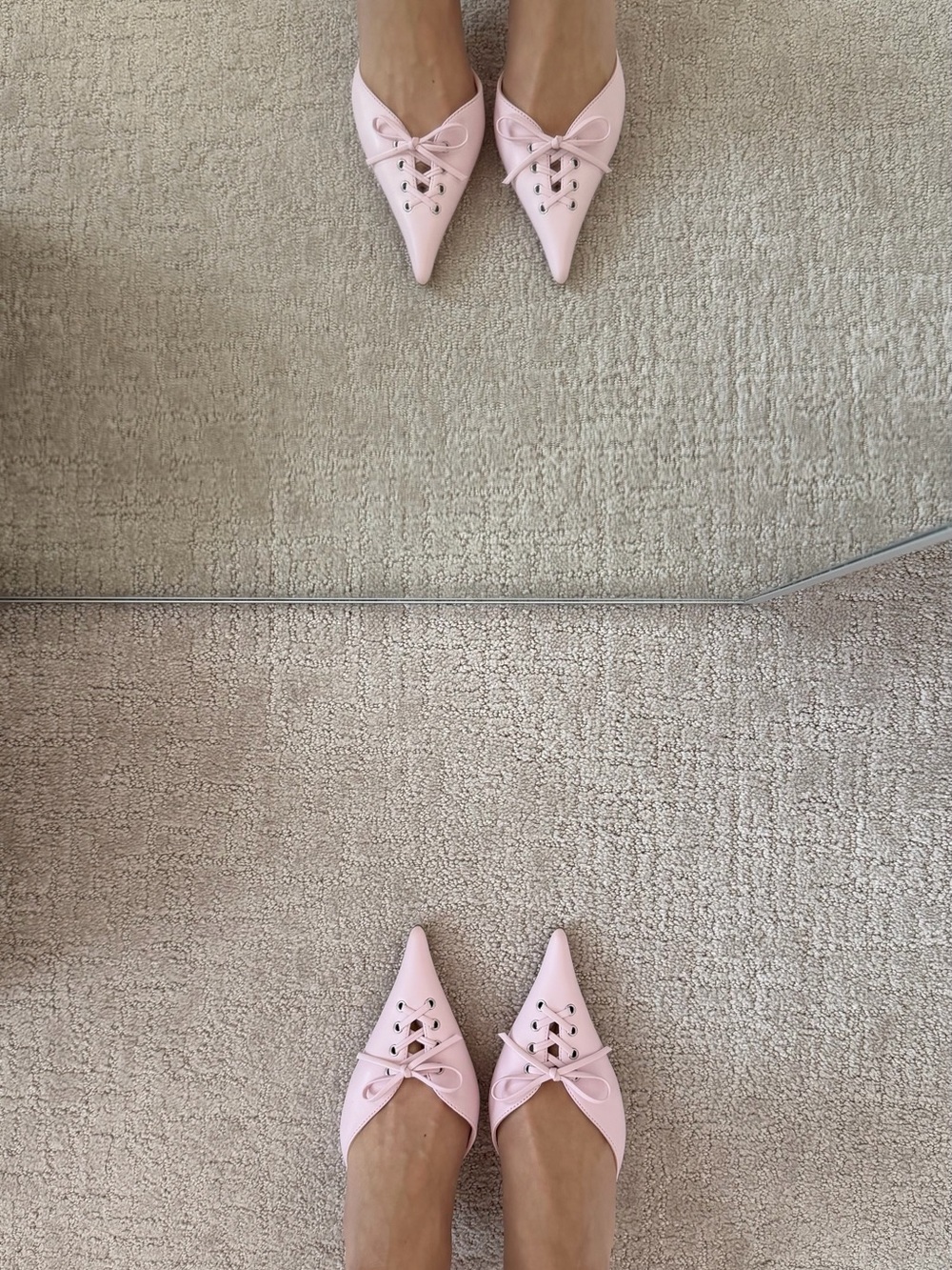IAMGIA Noori Mule Ice Pink Lace-Up Heels Sz 38